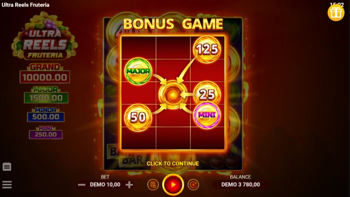 Ultra Reels Fruteria - iniciando la sala Hold and Win